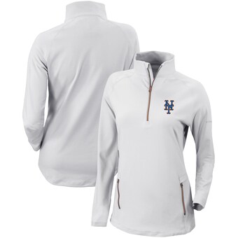 Women's New York Mets  Columbia White Omni-Wick Outward Nine Quarter-Zip Pullover Top