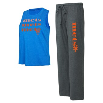 Women's New York Mets Concepts Sport Charcoal/Royal Meter Muscle Tank and Pants Sleep Set
