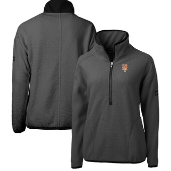 Women's New York Mets  Cutter & Buck Gray Roam Cascade Eco Sherpa Fleece Half-Zip Pullover Jacket
