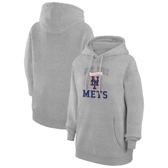 Women's New York Mets G-III 4Her by Carl Banks Heather Gray Team Logo Graphic Fleece Pullover Hoodie