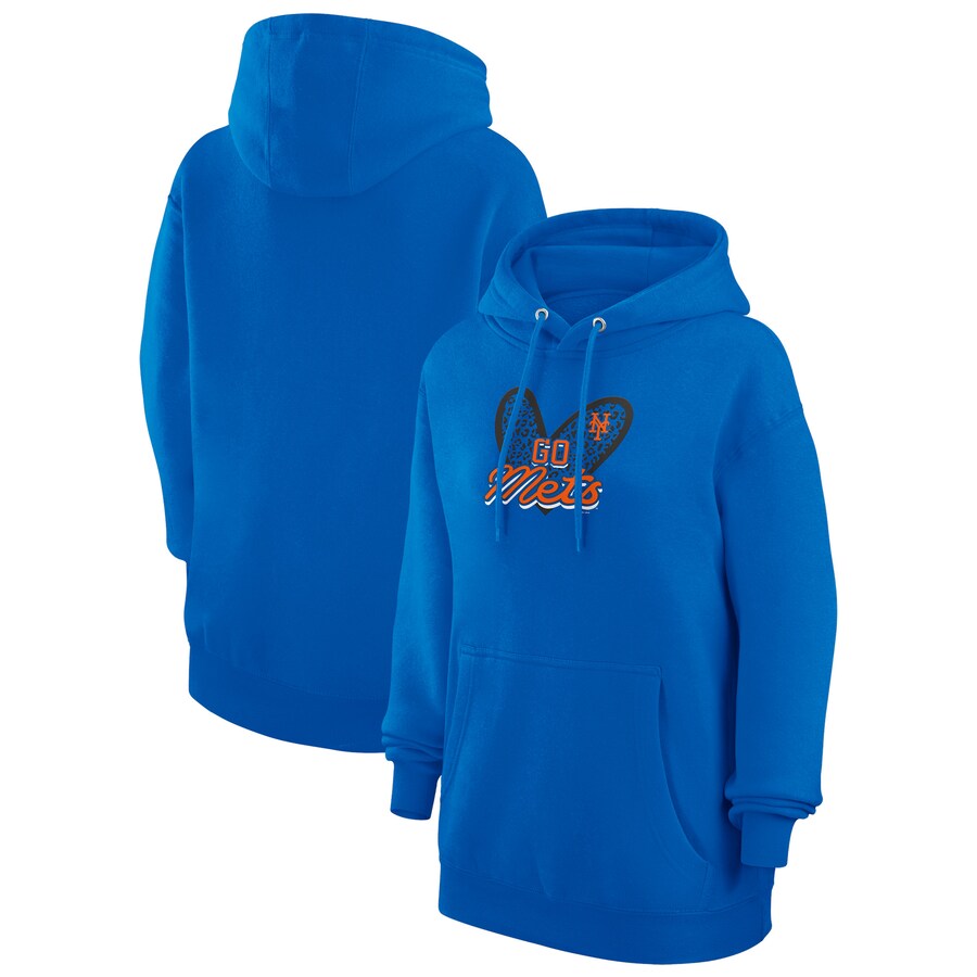 Women's New York Mets G-III 4Her by Carl Banks Royal Leopard Heart Pullover Hoodie