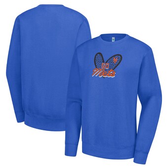 Women's New York Mets G-III 4Her by Carl Banks Royal Leopard Heart Pullover Sweatshirt