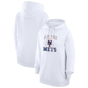 Women's New York Mets G-III 4Her by Carl Banks White Team Logo Graphic Fleece Pullover Hoodie