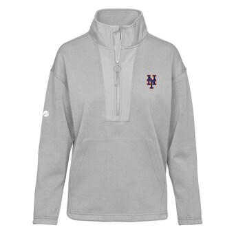 Women's New York Mets  Levelwear Gray Await Half-Zip Pullover Jacket