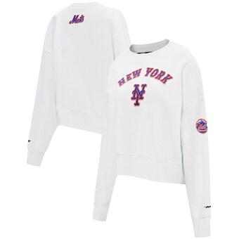 Women's New York Mets  Pro Standard White Classic Pullover Sweatshirt