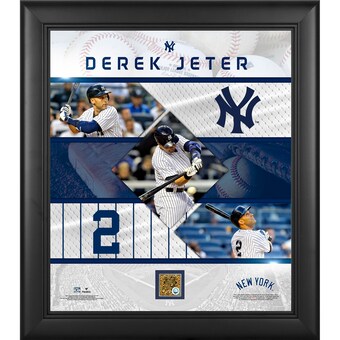 New York Yankees Derek Jeter Fanatics Authentic Framed 15" x 17" Stitched Stars Collage with a Capsule of Game Used Dirt