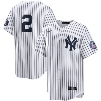 Men's New York Yankees Derek Jeter Nike White/Navy 2020 Hall of Fame Induction Replica Jersey