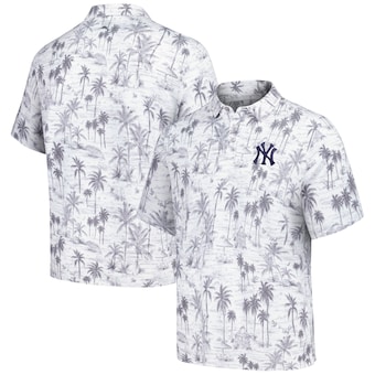 Men's New York Yankees Tommy Bahama Gray Sport Cabana Shores IslandZone Tri-Blend Polo