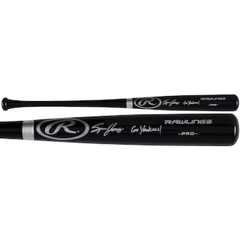 Spencer Jones New York Yankees Autographed Fanatics Authentic Black Rawlings Pro Bat with "Go Yankees!" Inscription