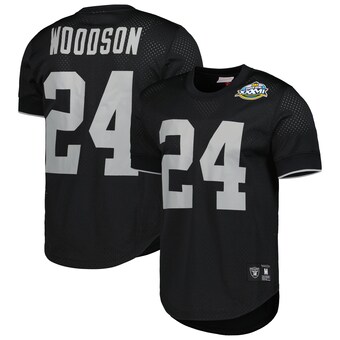 Men's Oakland Raiders Charles Woodson Mitchell & Ness Black Retired Player Name & Number Mesh Top