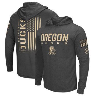 Oregon Ducks Colosseum Team OHT Military Appreciation Long Sleeve Hoodie T-Shirt - Heather Black