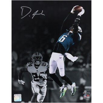 DeVonta Smith Philadelphia Eagles Autographed Fanatics Authentic 11" x 14" Leaping Catch Spotlight Photograph