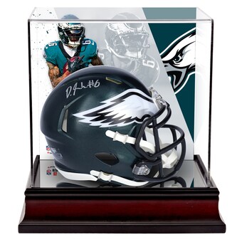 DeVonta Smith Philadelphia Eagles Autographed Fanatics Authentic Riddell Speed Mini Helmet with Deluxe Mini Helmet Case