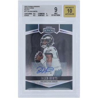 Jalen Hurts Philadelphia Eagles Autographed 2022 Panini Honors Black Prizm #17 #1/1 BGS Authenticated 9/10 Card - 9.5,9,8.5,9.5 Subgrades