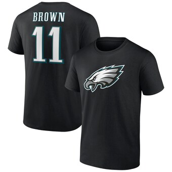 Men's Philadelphia Eagles A.J. Brown Black Icon Player Name & Number T-Shirt