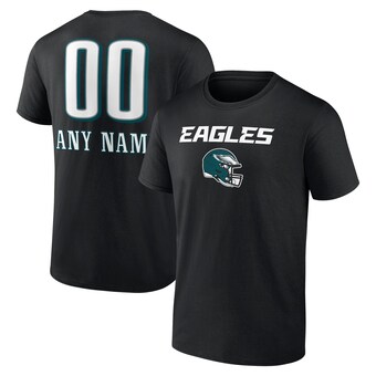 Men's Philadelphia Eagles Black Personalized Name & Number Team Wordmark T-Shirt