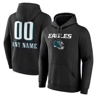 Men's Fanatics Black Philadelphia Eagles Personalized Name & Number Team Wordmark Pullover Hoodie
