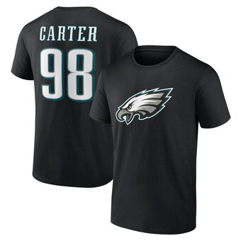 Men's Philadelphia Eagles Jalen Carter Fanatics Black Icon Player Name & Number T-Shirt