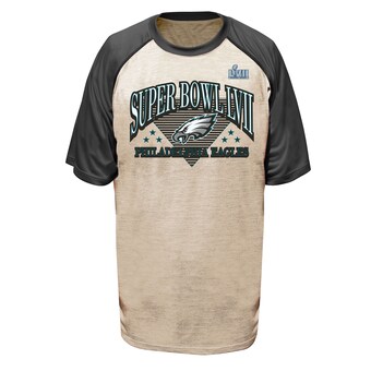 Philadelphia Eagles Fanatics Super Bowl LVII Triangle Strategy Raglan Big & Tall T-Shirt - Oatmeal/Heather Charcoal