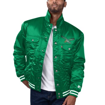 Men's Philadelphia Eagles Levi’s x Starter Green Silver Tab Trucker Full-Snap Jacket