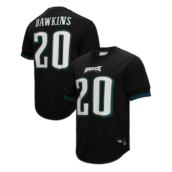 Men's Philadelphia Eagles Brian Dawkins Mitchell & Ness Black Retired Player Name & Number Mesh Top