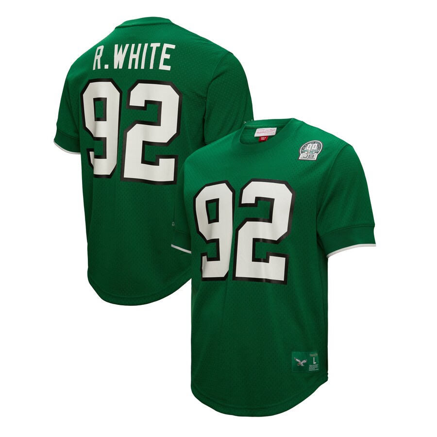 Men's Philadelphia Eagles Reggie White Mitchell & Ness Kelly Green Retired Player Name & Number Mesh Top