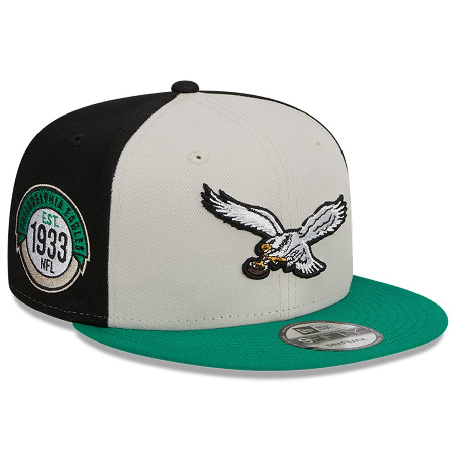 Men's Philadelphia Eagles  New Era Cream/Kelly Green 2023 Sideline Historic 9FIFTY Snapback Hat