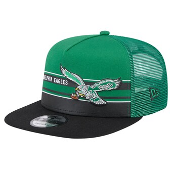 Men's Philadelphia Eagles New Era Kelly Green/Black Half Stripe Trucker 9FIFTY Snapback Hat