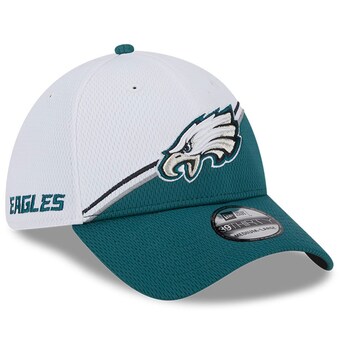 Men's Philadelphia Eagles New Era White/Midnight Green 2023 Sideline 39THIRTY Flex Hat