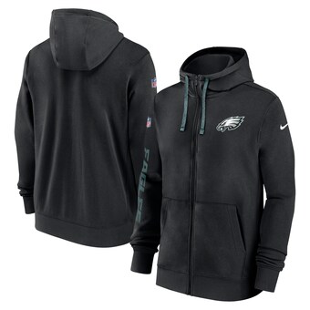 Men's Philadelphia Eagles Nike Black 2024 Sideline Club Full-Zip Hoodie