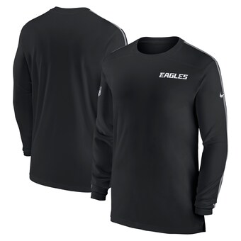Men's Philadelphia Eagles Nike Black Sideline Coach UV Performance Long Sleeve T-Shirt