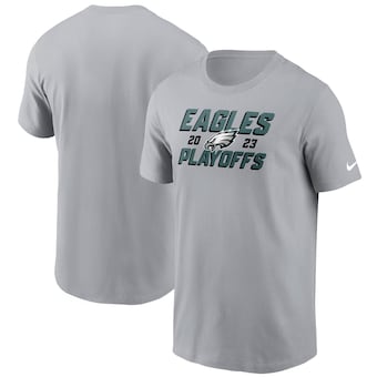 Men's Philadelphia Eagles Nike Gray 2023 NFL Playoffs Iconic T-Shirt