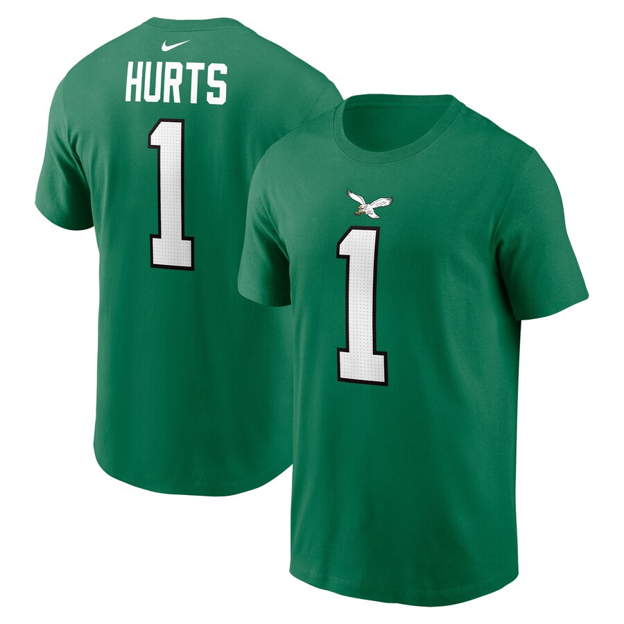 Men's Nike Jalen Hurts Kelly Green Philadelphia Eagles Alternate Player Name & Number T-Shirt