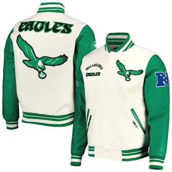 Men's Philadelphia Eagles Pro Standard Cream Retro Classic Varsity Full-Zip Jacket