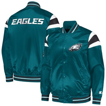 Men's Philadelphia Eagles Starter Midnight Green Satin Full-Snap Varsity Jacket