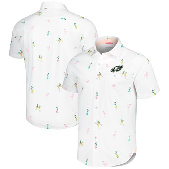 Men's Philadelphia Eagles Tommy Bahama White Nova Wave Flocktail Button-Up Shirt