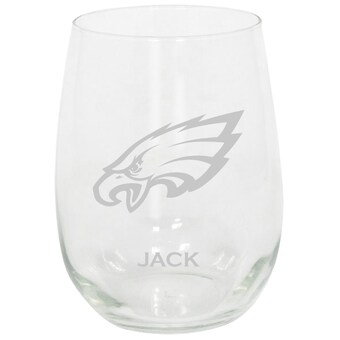 Philadelphia Eagles 15oz. Personalized Stemless Etched Glass Tumbler