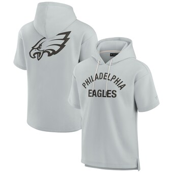 Unisex Philadelphia Eagles Fanatics Gray Elements Super Soft Fleece Short Sleeve Pullover Hoodie