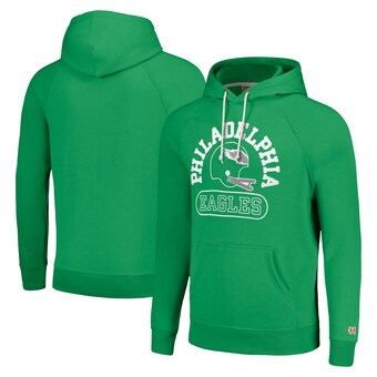 Unisex Philadelphia Eagles Homage Kelly Kelly Green Throwback Helmet Tri-Blend Pullover Hoodie