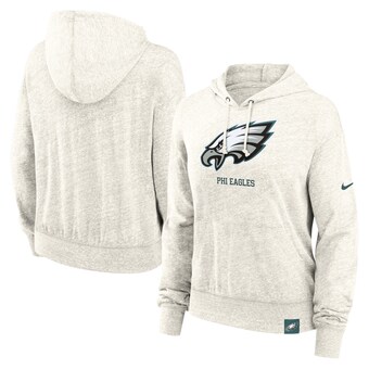 Philadelphia Eagles Nike Women's Gym Vintage Logo Pullover Hoodie - Cream