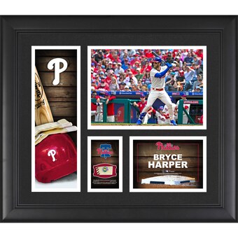 Philadelphia Phillies Bryce Harper Fanatics Authentic Framed 15" x 17" Player Collage with a Piece of Game-Used Ball