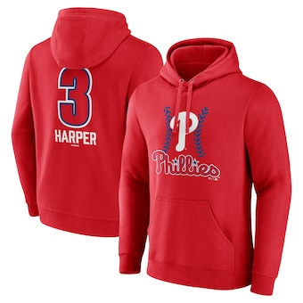 Men's Philadelphia Phillies Bryce Harper Red Fastball Player Name & Number Pullover Hoodie