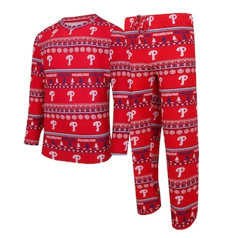 Men's Philadelphia Phillies Concepts Sport Red Knit Ugly Sweater Long Sleeve Top & Pants Set