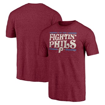 Men's Philadelphia Phillies Fanatics Burgundy Hometown Collection Fightin' Phils Tri-Blend T-Shirt