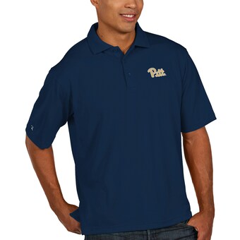 Antigua Pitt Panthers Men's Navy Pique Xtra Lite Polo