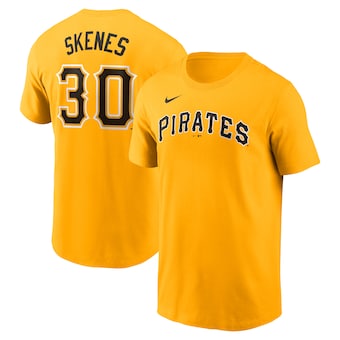 Men's Pittsburgh Pirates Paul Skenes Nike Gold Fuse Name & Number T-Shirt