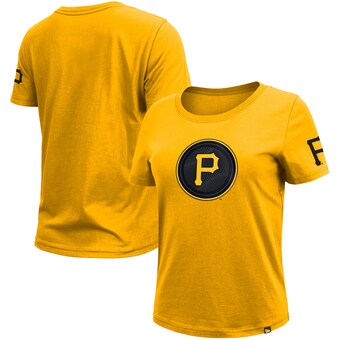 Women's Pittsburgh Pirates  New Era Gold 2023 City Connect Cap Logo T-Shirt