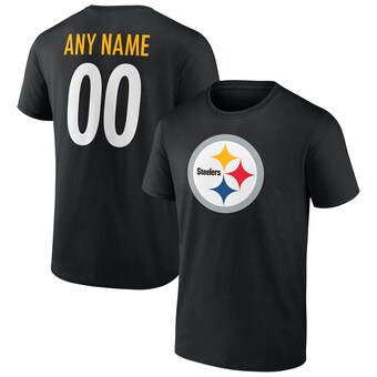 Men's Pittsburgh Steelers Black Team Authentic Personalized Name & Number T-Shirt
