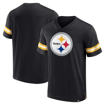 Men's Pittsburgh Steelers  Fanatics Black Jersey Tackle V-Neck T-Shirt