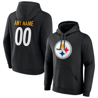 Men's Pittsburgh Steelers Fanatics Black Team Authentic Personalized Name & Number Pullover Hoodie